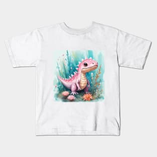 cute pink dinosaur Kids T-Shirt